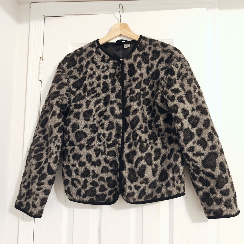 H&M Animal Print Teddy Fleece Jacket
